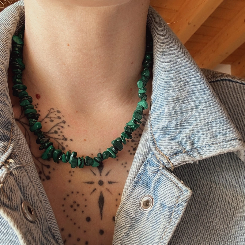 collana Chips Nic - Malachite